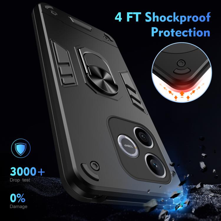 For Honor 600 Lite Global Shockproof Metal Ring Holder Phone Case