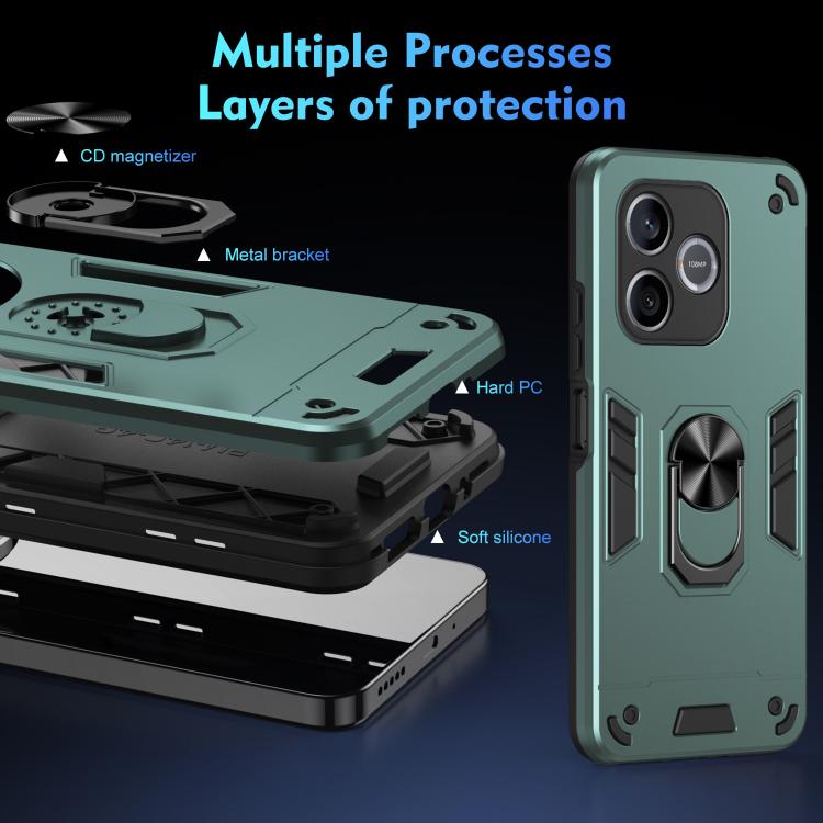 For Honor 600 Lite Global Shockproof Metal Ring Holder Phone Case