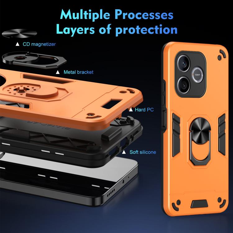 For Honor 600 Lite Global Shockproof Metal Ring Holder Phone Case