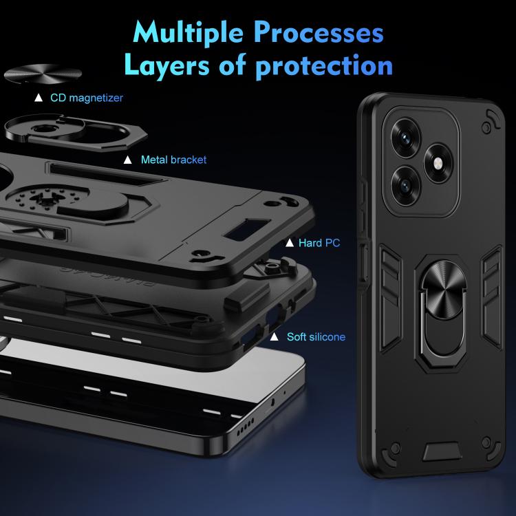 For Honor X5c Plus / X5c 4G Shockproof Metal Ring Holder Phone Case