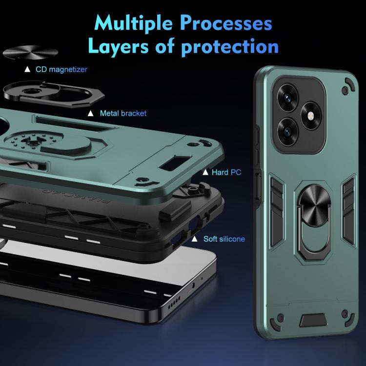 For Honor X5c Plus / X5c 4G Shockproof Metal Ring Holder Phone Case