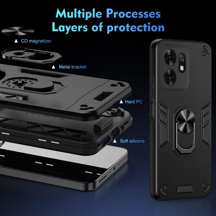 For Honor X6d Shockproof Metal Ring Holder Phone Case
