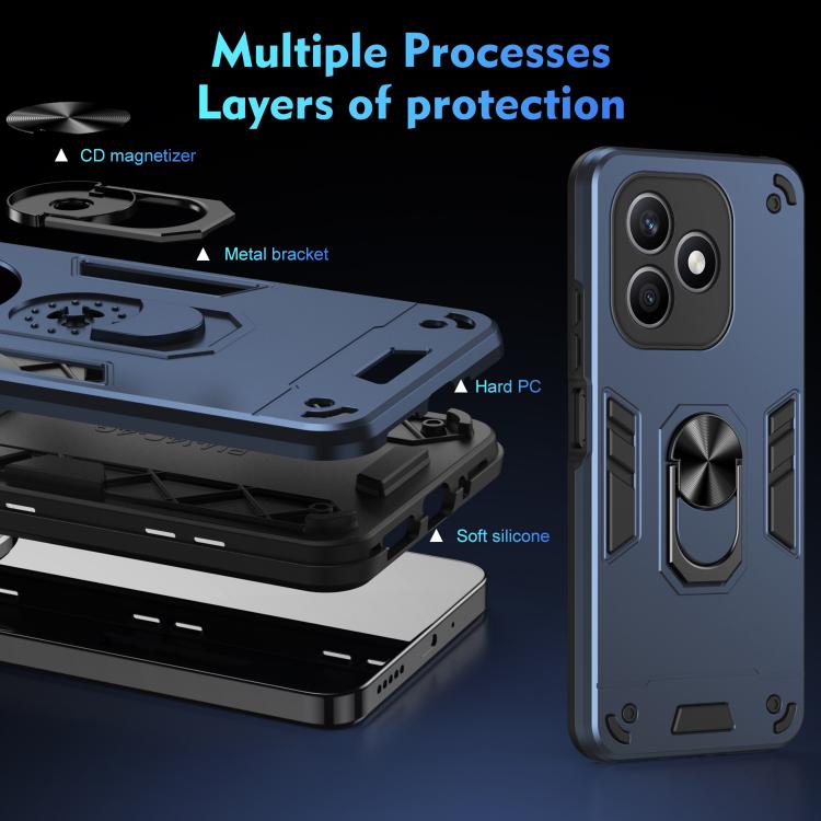For Honor X8d 4G Shockproof Metal Ring Holder Phone Case