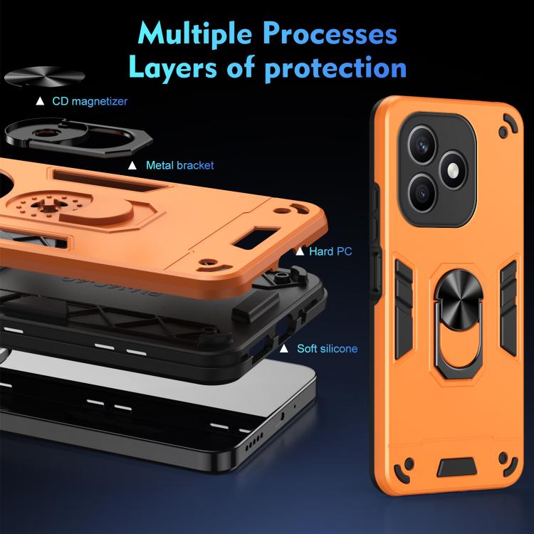 For Honor X8d 4G Shockproof Metal Ring Holder Phone Case