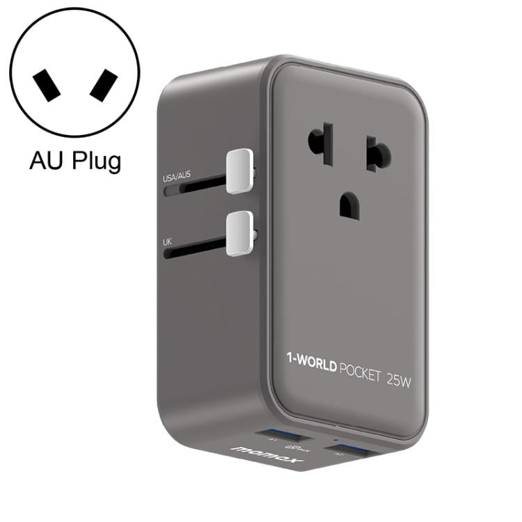 MOMAX UA32 1-World Pocket 25W 4-Port Ultra-thin GaN Universal Travel Adapter, Plug:AU Plug
