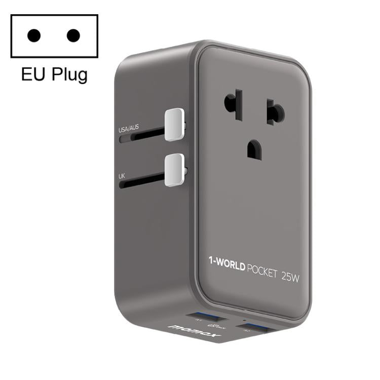MOMAX UA32 1-World Pocket 25W 4-Port Ultra-thin GaN Universal Travel Adapter, Plug:EU Plug