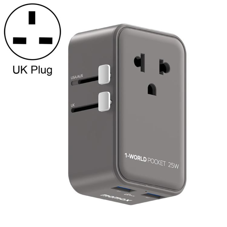 MOMAX UA32 1-World Pocket 25W 4-Port Ultra-thin GaN Universal Travel Adapter, Plug:UK Plug