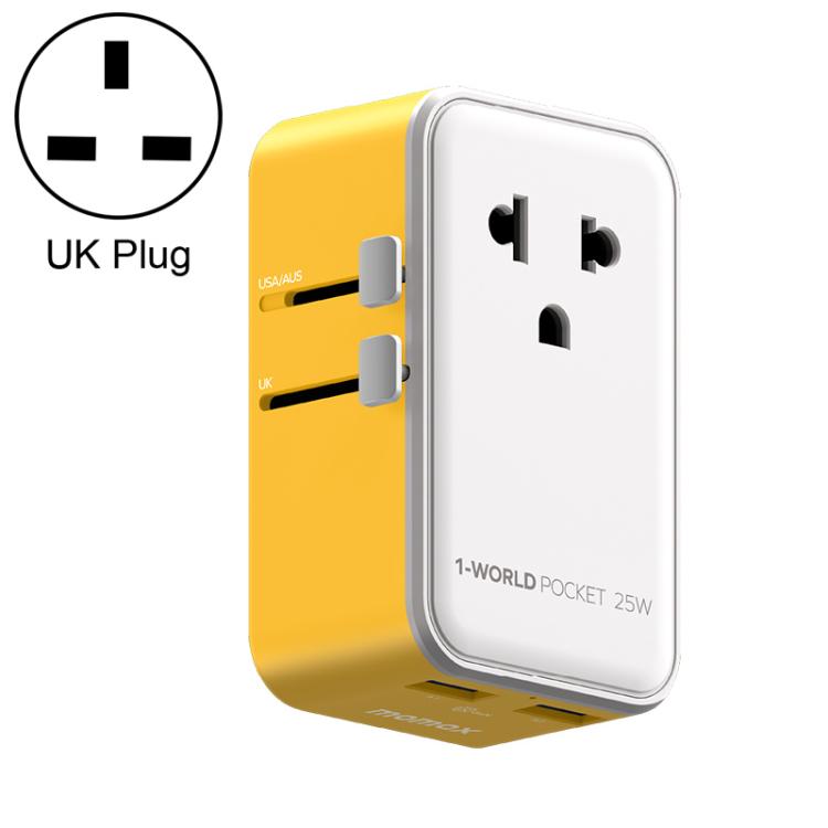 MOMAX UA32 1-World Pocket 25W 4-Port Ultra-thin GaN Universal Travel Adapter, Plug:UK Plug