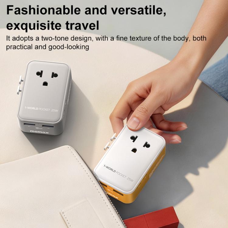 MOMAX UA32 1-World Pocket 25W 4-Port Ultra-thin GaN Universal Travel Adapter, Plug:AU Plug