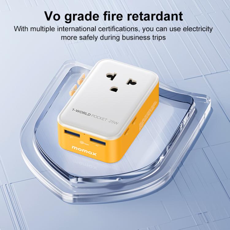 MOMAX UA32 1-World Pocket 25W 4-Port Ultra-thin GaN Universal Travel Adapter, Plug:AU Plug