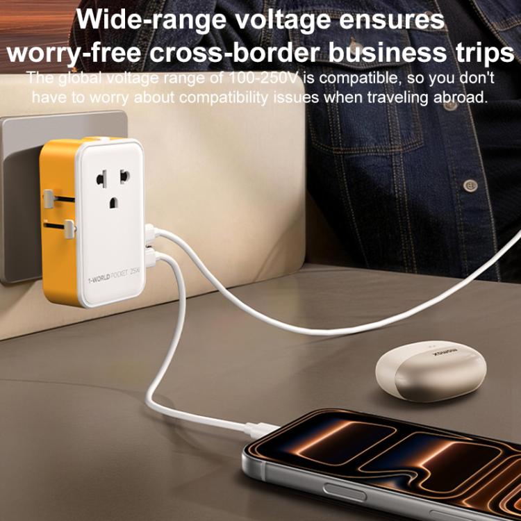MOMAX UA32 1-World Pocket 25W 4-Port Ultra-thin GaN Universal Travel Adapter, Plug:AU Plug