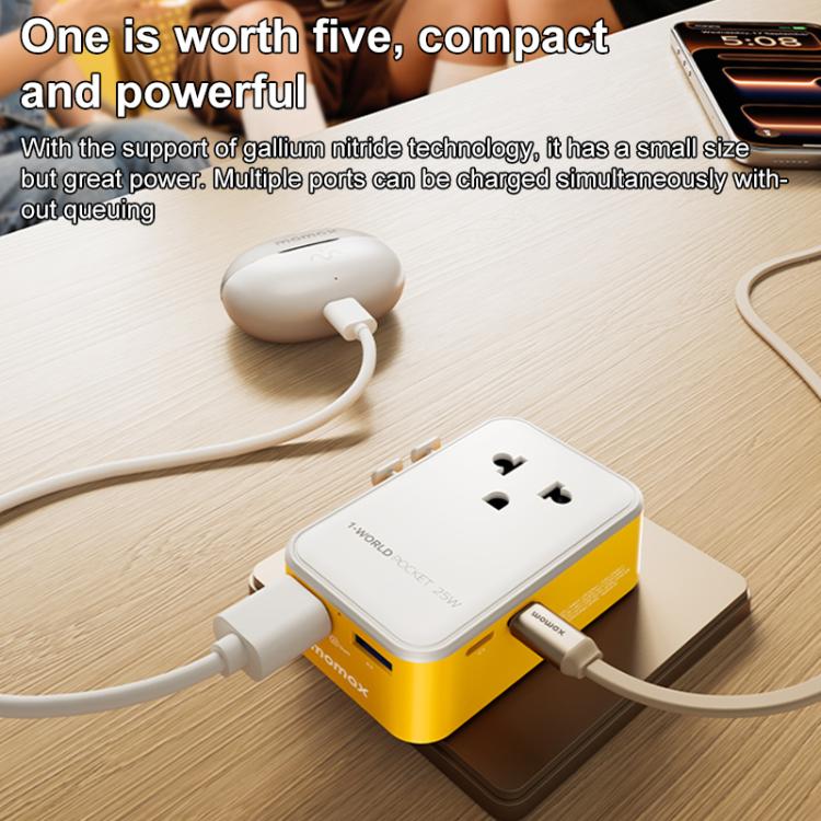 MOMAX UA32 1-World Pocket 25W 4-Port Ultra-thin GaN Universal Travel Adapter, Plug:EU Plug