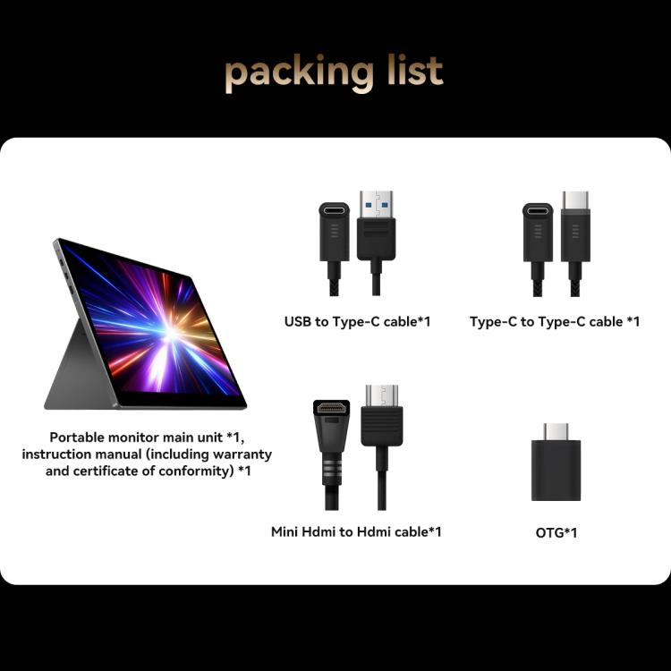 HAILESI S135 13.5 inch 2.2K 500nit Portable Monitor with Folding Stand - Grey