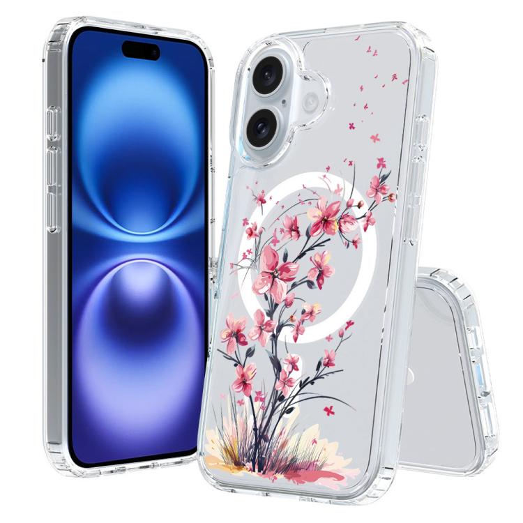 For iPhone 16 Pattern Printing TPU + PC Magnetic Shockproof Phone Case