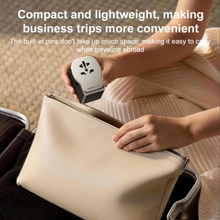 MOMAX UA35 1-World N 65W Three-Port GaN Universal Travel Adapter, Plug:AU Plug - Titanium Gold