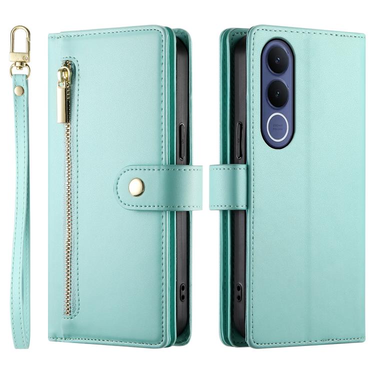 For vivo V70 FE 5G Nine Card-slot Zipper Wallet Bag Leather Phone Case