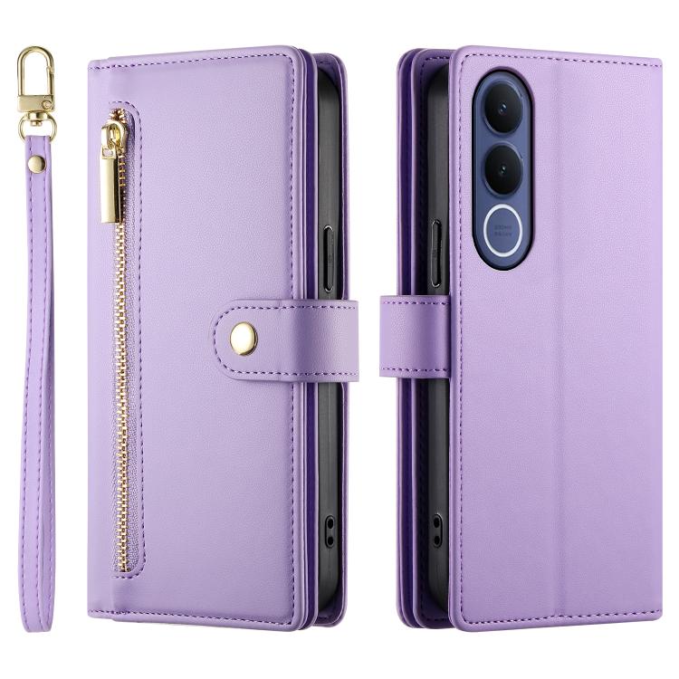 For vivo V70 FE 5G Nine Card-slot Zipper Wallet Bag Leather Phone Case