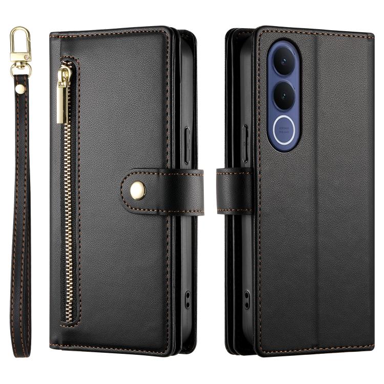 For vivo V70 FE 5G Nine Card-slot Zipper Wallet Bag Leather Phone Case