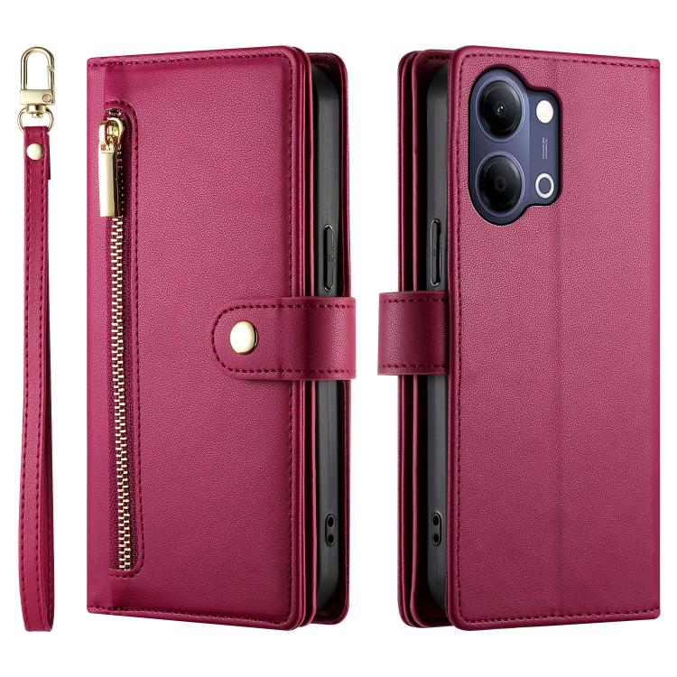 For vivo Y21 5G 2026 / Y05 4G Nine Card-slot Zipper Wallet Bag Leather Phone Case