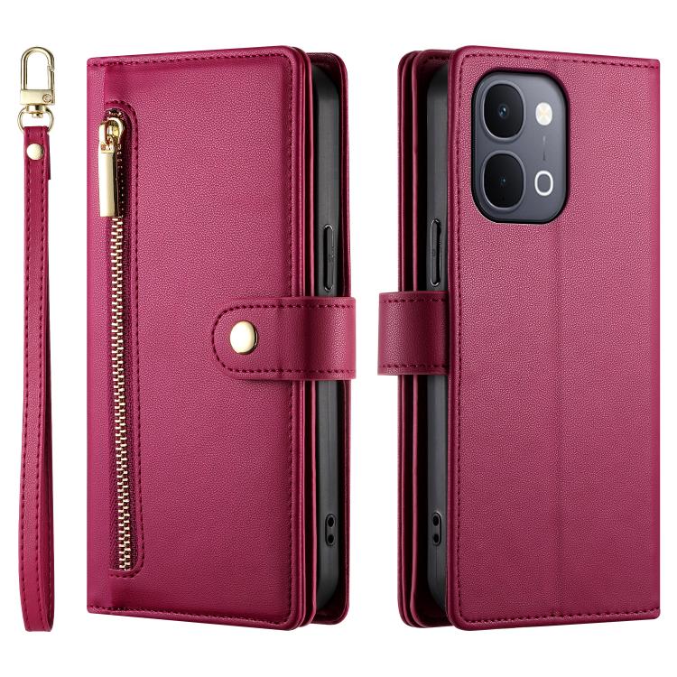 For vivo Y31d 4G Nine Card-slot Zipper Wallet Bag Leather Phone Case
