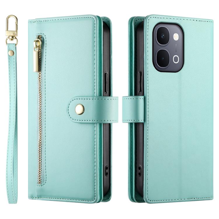 For vivo Y31d 4G Nine Card-slot Zipper Wallet Bag Leather Phone Case