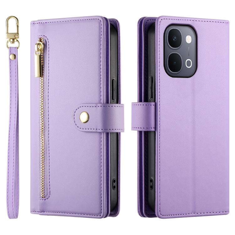 For vivo Y31d 4G Nine Card-slot Zipper Wallet Bag Leather Phone Case