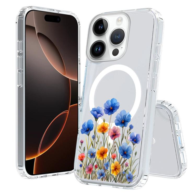 For iPhone 16 Pro Pattern Printing TPU + PC Magnetic Shockproof Phone Case