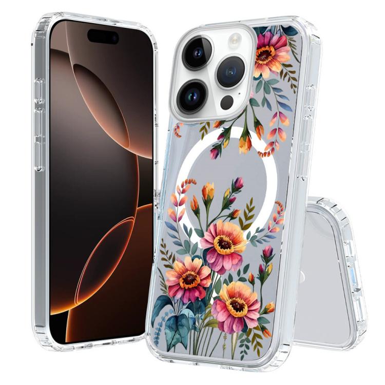 For iPhone 16 Pro Pattern Printing TPU + PC Magnetic Shockproof Phone Case