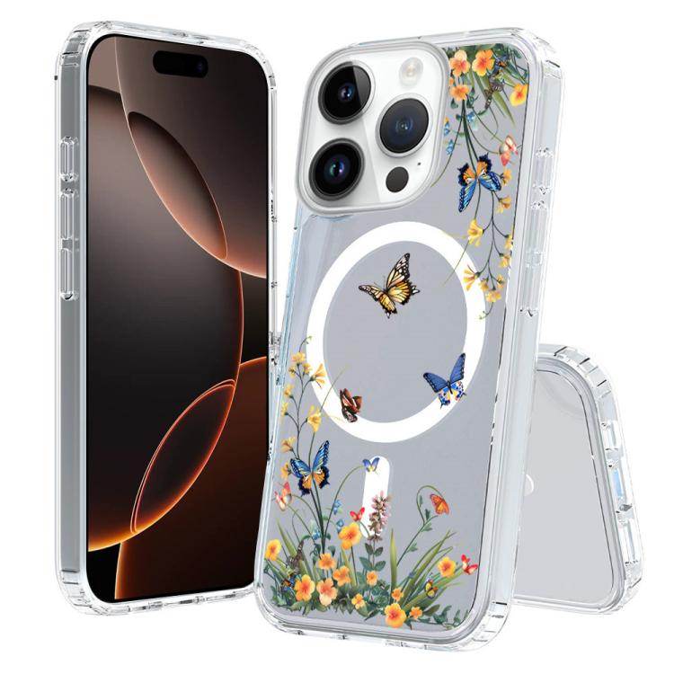 For iPhone 16 Pro Pattern Printing TPU + PC Magnetic Shockproof Phone Case