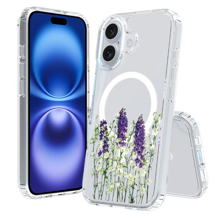 For iPhone 16 Plus Pattern Printing TPU + PC Magnetic Shockproof Phone Case