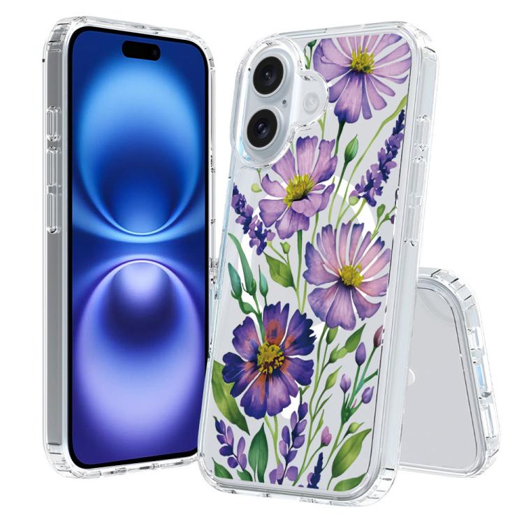 For iPhone 16 Plus Pattern Printing TPU + PC Magnetic Shockproof Phone Case
