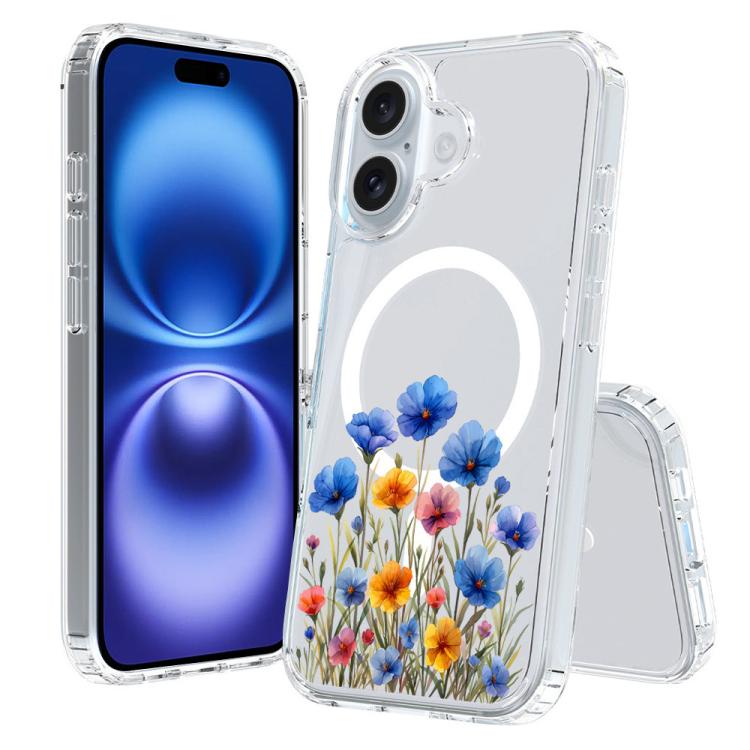 For iPhone 16 Plus Pattern Printing TPU + PC Magnetic Shockproof Phone Case