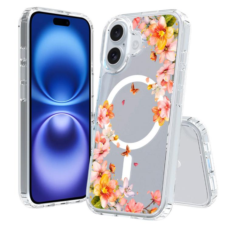 For iPhone 16 Plus Pattern Printing TPU + PC Magnetic Shockproof Phone Case