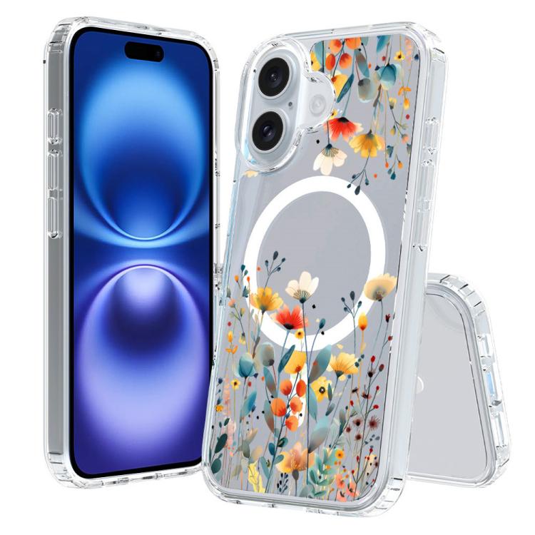 For iPhone 16 Plus Pattern Printing TPU + PC Magnetic Shockproof Phone Case