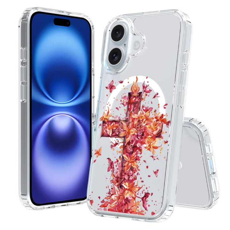For iPhone 16 Pattern Printing TPU + PC Magnetic Shockproof Phone Case