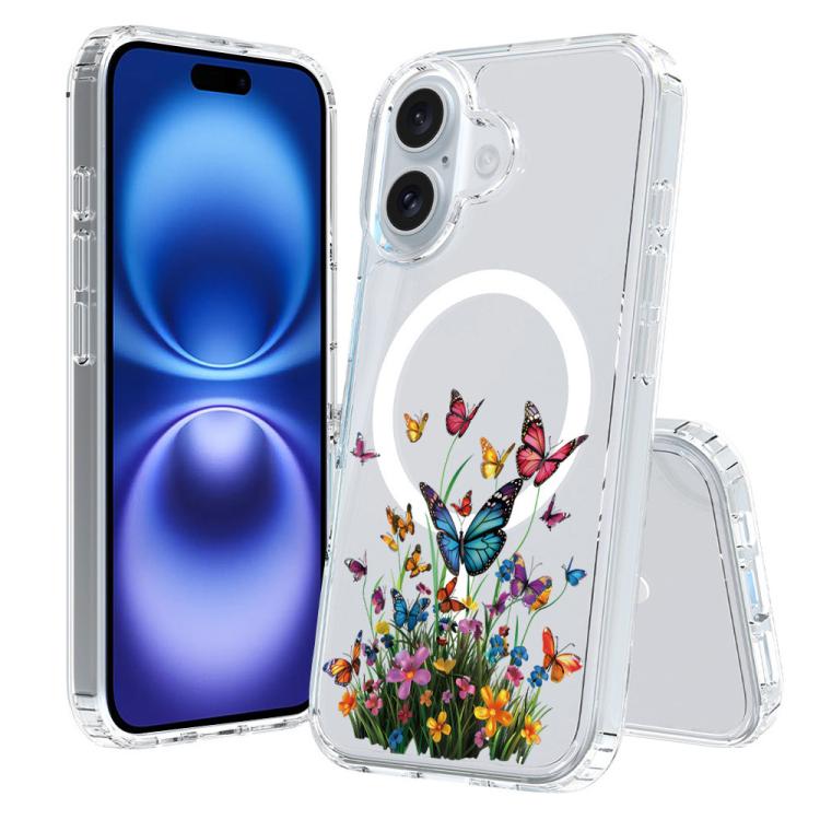 For iPhone 16 Pattern Printing TPU + PC Magnetic Shockproof Phone Case