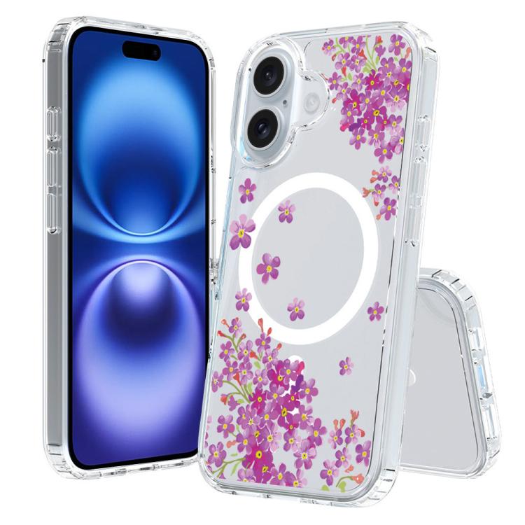For iPhone 16 Pattern Printing TPU + PC Magnetic Shockproof Phone Case