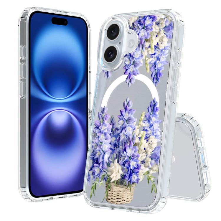 For iPhone 16 Pattern Printing TPU + PC Magnetic Shockproof Phone Case