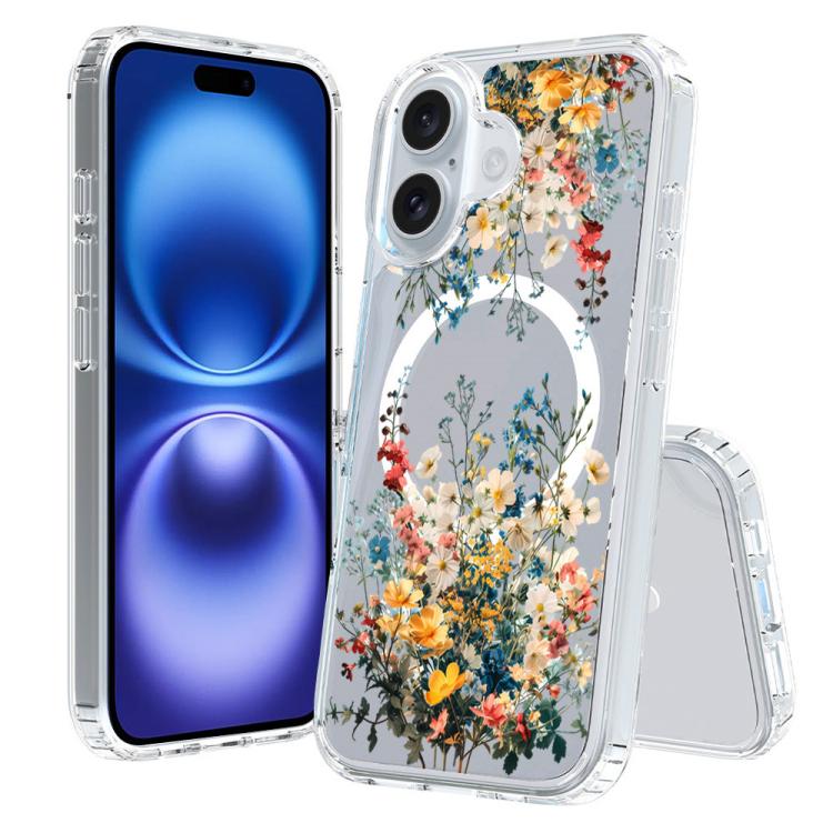 For iPhone 16 Pattern Printing TPU + PC Magnetic Shockproof Phone Case