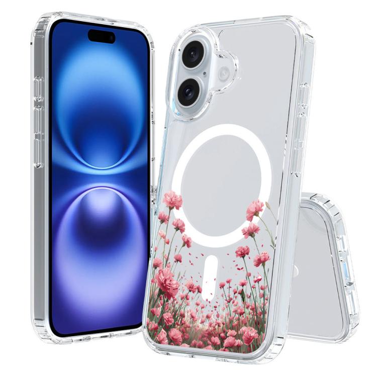 For iPhone 16 Pattern Printing TPU + PC Magnetic Shockproof Phone Case
