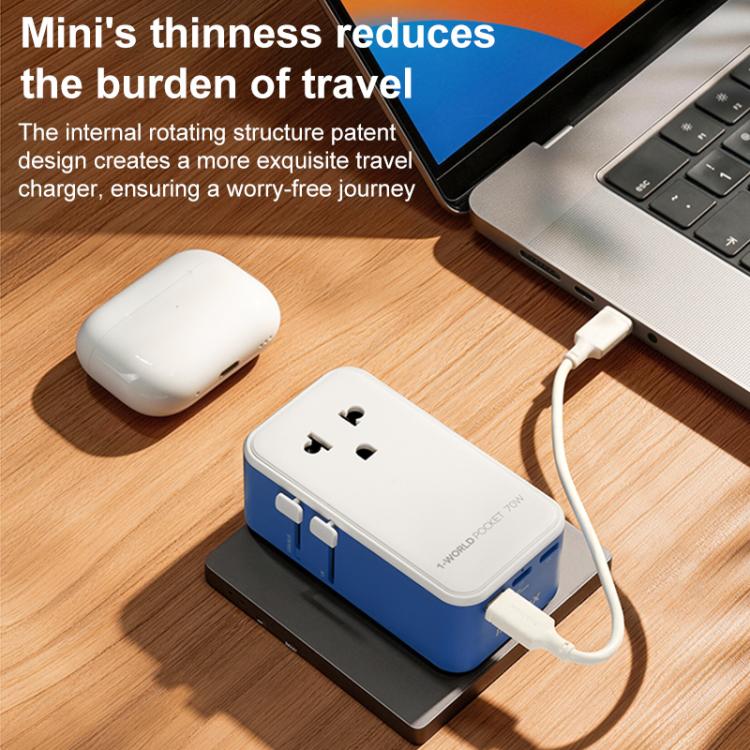MOMAX UA36 1-World Pocket 70W 4-Port Ultra-Thin GaN Universal Travel Adapter, Plug:UK Plug