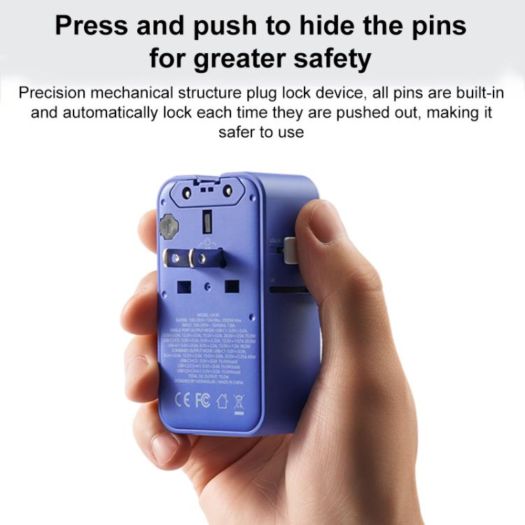 MOMAX UA36 1-World Pocket 70W 4-Port Ultra-Thin GaN Universal Travel Adapter, Plug:UK Plug