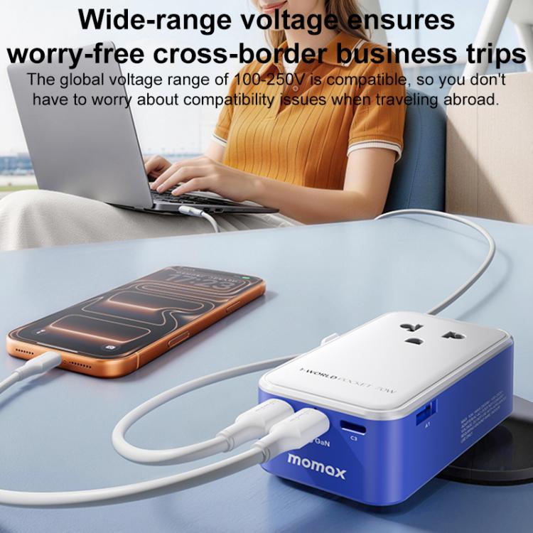 MOMAX UA36 1-World Pocket 70W 4-Port Ultra-Thin GaN Universal Travel Adapter, Plug:UK Plug