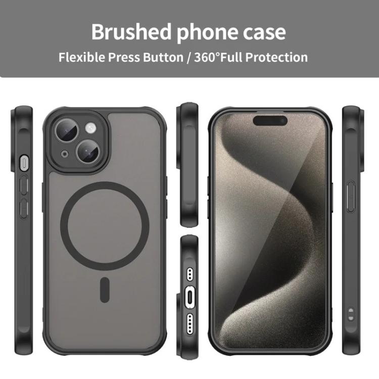 For iPhone 15 WANLONFENG FD Series Skin Touch Magnetic Phone Case with Screen Film