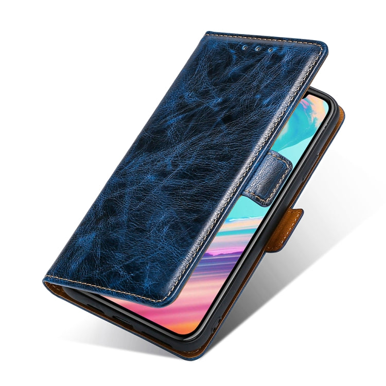 For OPPO Reno 4 SE Knead Pattern Texture Side Buckle Horizontal Flip Leather Case with Holder & Card Slots(Blue)
