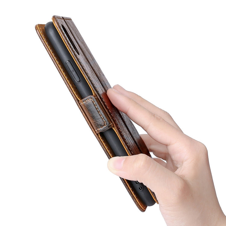 For OPPO Realme C3 (3 Cameras) / Realme Narzo 20A Knead Pattern Texture Side Buckle Horizontal Flip Leather Case with Holder & Card Slots(Brown)