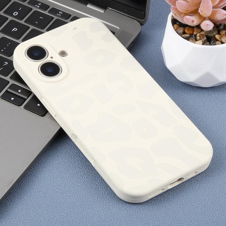 For iPhone 17 Precision Hole Leopard Print Liquid Silicone Phone Case