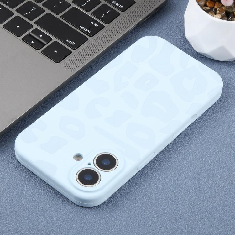 For iPhone 17 Precision Hole Leopard Print Liquid Silicone Phone Case