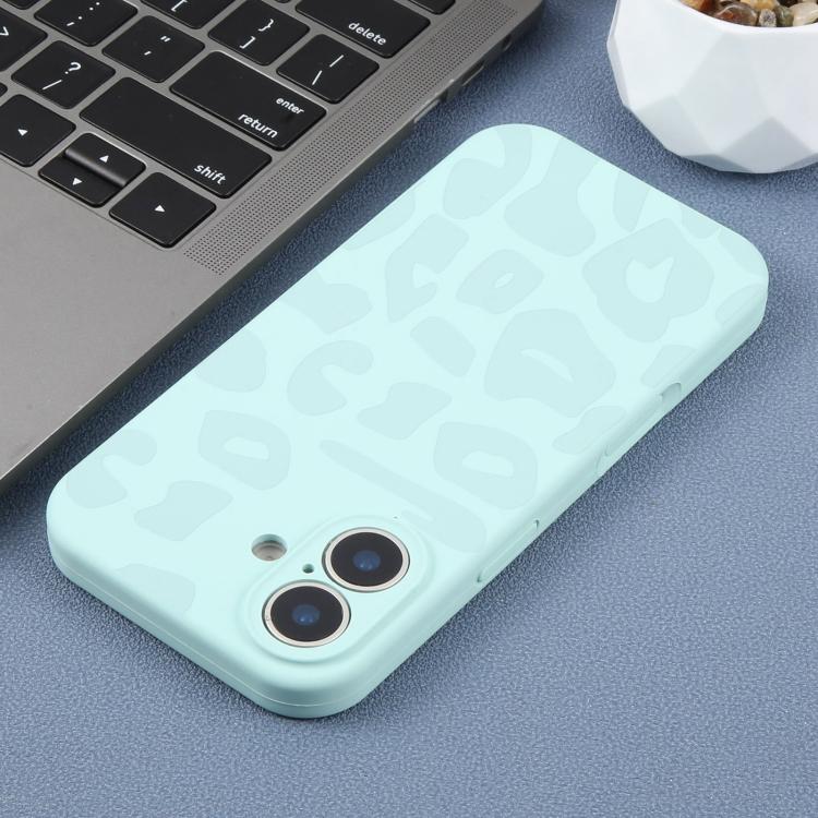 For iPhone 17 Precision Hole Leopard Print Liquid Silicone Phone Case