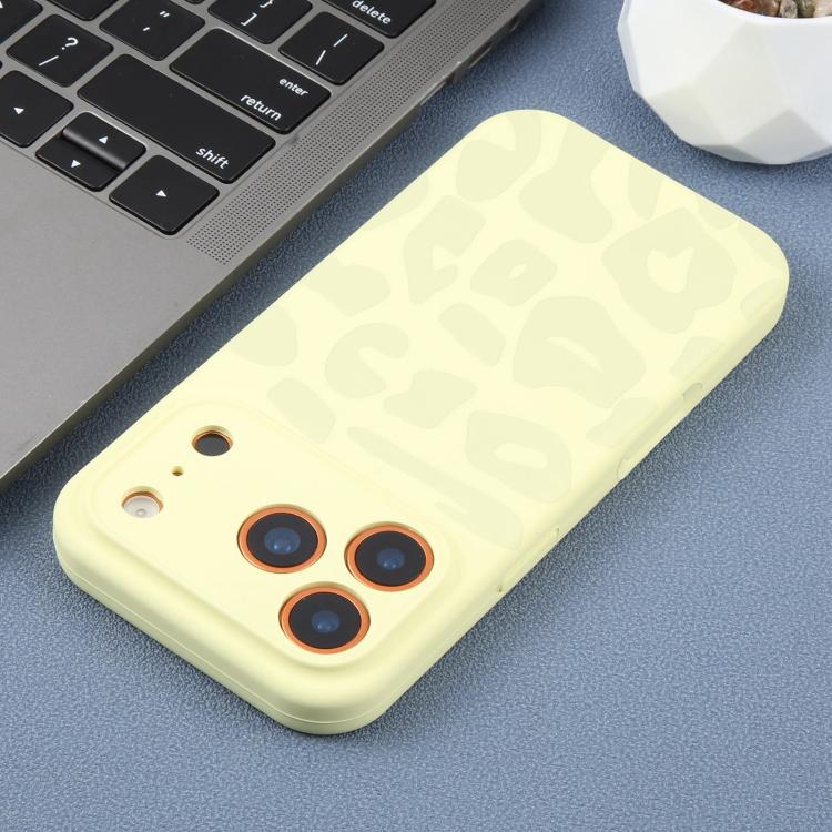 For iPhone 16 Pro Max Precision Hole Leopard Print Liquid Silicone Phone Case